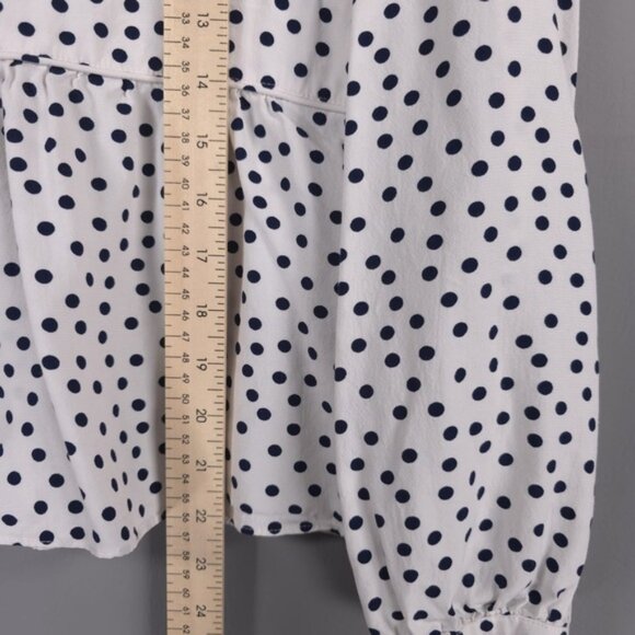 Boden Elsie Polka Dot Peplum Blouse Top White‎ Navy V-Neck Long Sleeve Size 8P - Picture 8 of 12